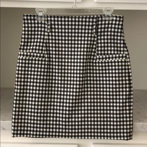 Forever 21 Black and White Checkered Midi Skirt